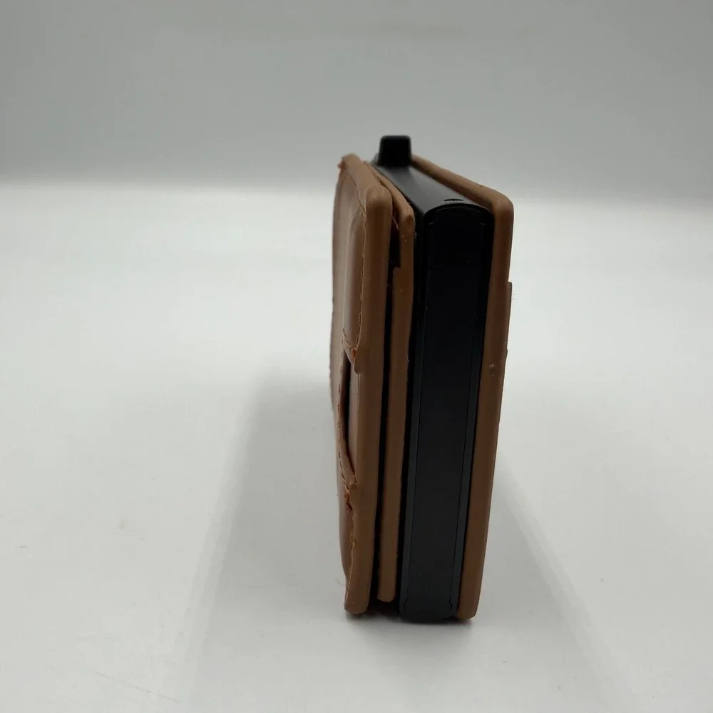 Brown Faux Leather Pop Up Credit Card Holder Minimalist Bifold Slider Wallet